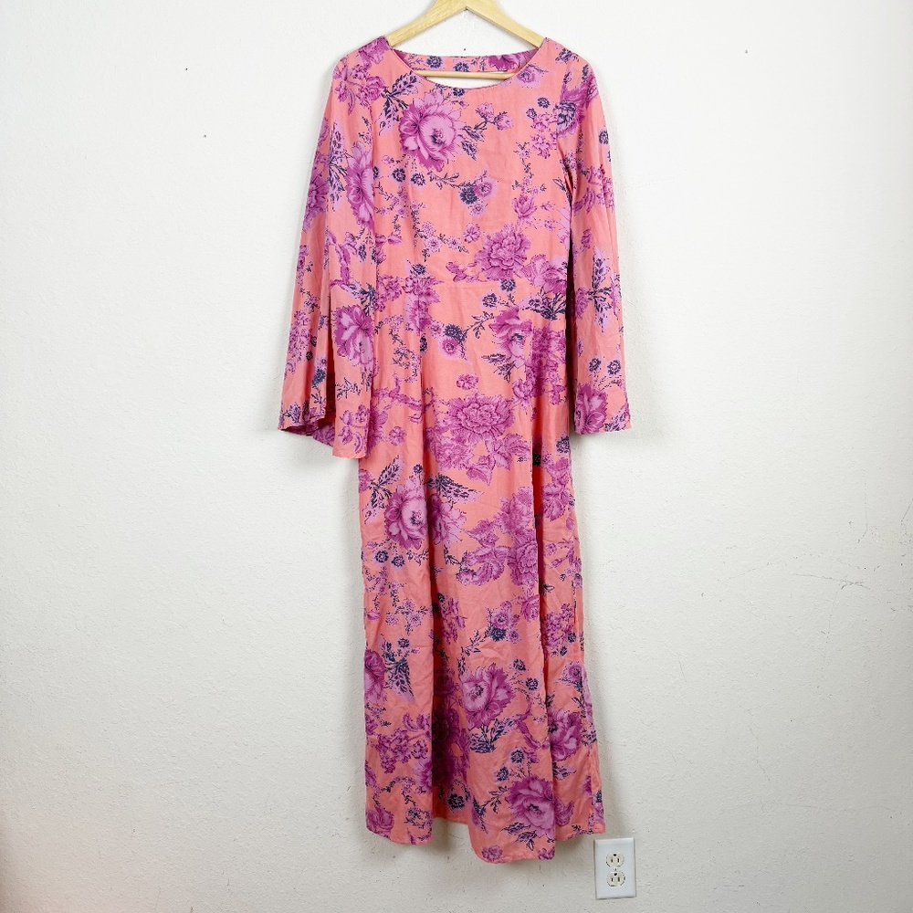 Free People Melrose Clementine Floral Cut Out Maxi Dress Size 6